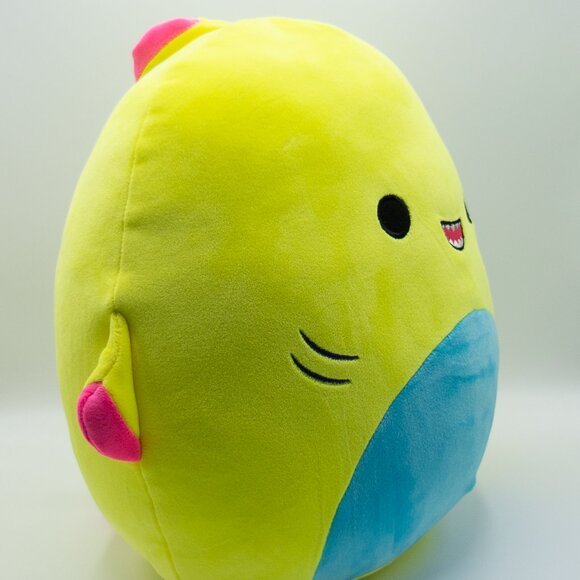 12" Gilberto the Pink tip Yellow Shark Squishmallows Plush Toy BNWT - Picture 2 of 5